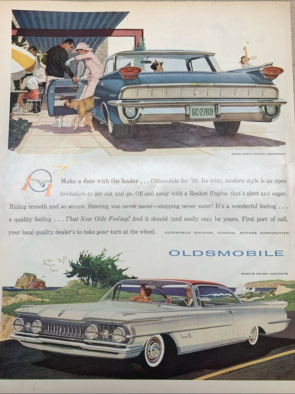 Vintage Oldsmobile Wall Advertisement from Look Magazine April 14, 1959